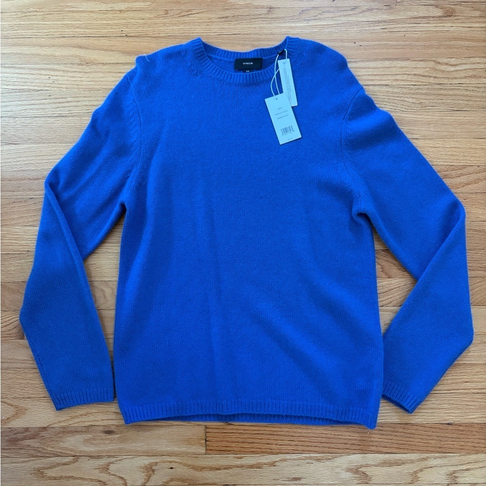 NWT Vince Men's Blue Crewneck Cashmere Sweater
